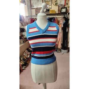 M vintage 70s/80s blue red striped sweater vest